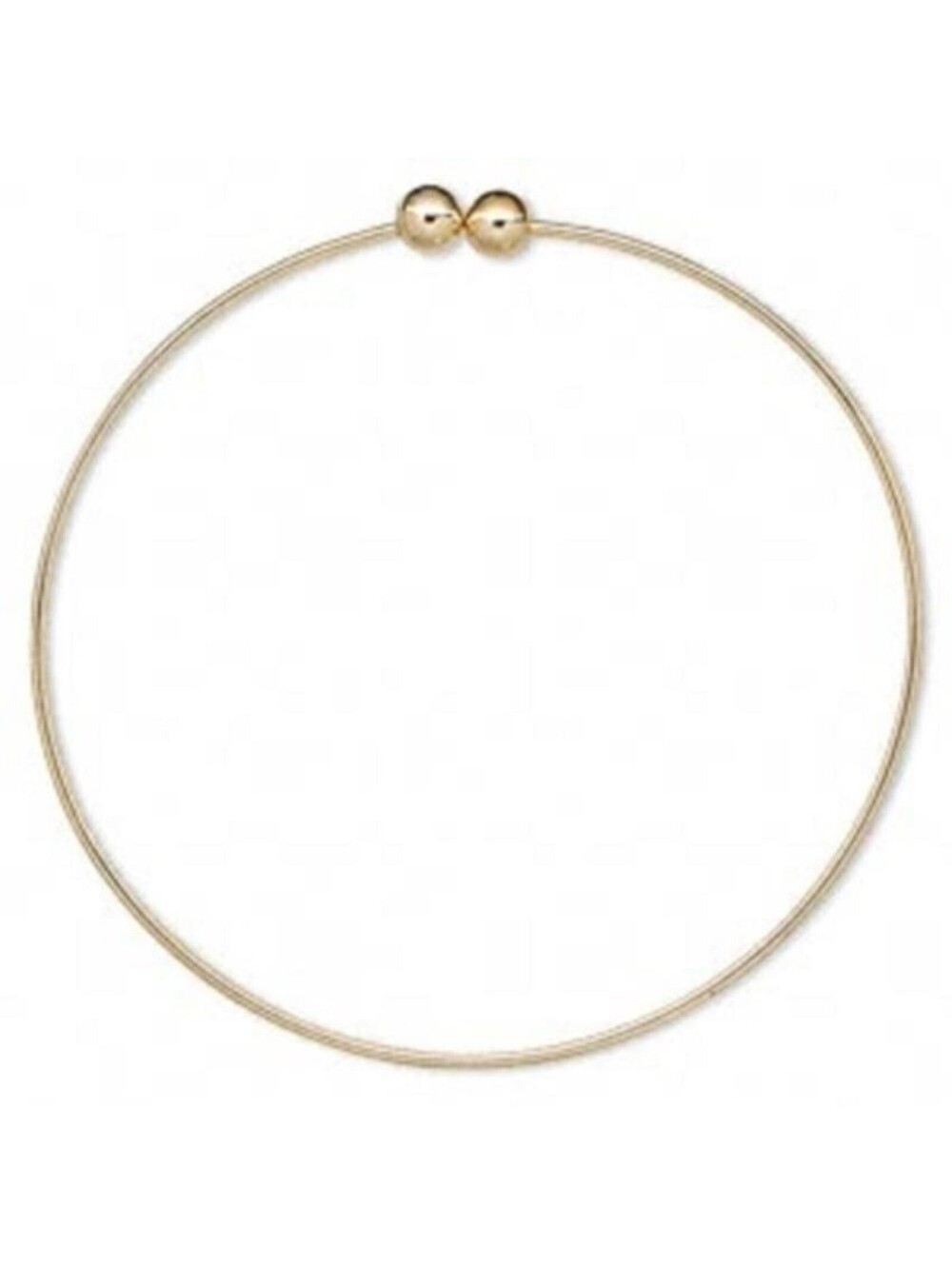 Gold 14K Plated 73mm Round Ball Beading Bangle Bracelet Blank Finding